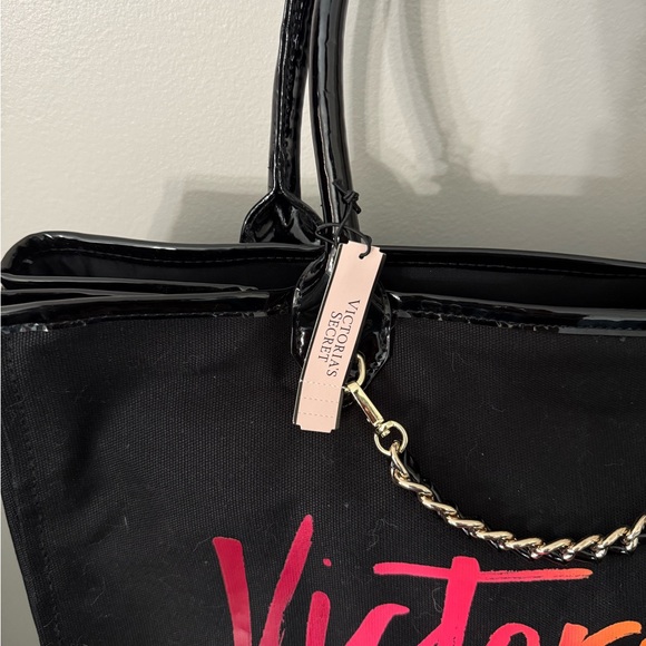 Vintage Victoria's Secret Black Tote with Multicolor Logo ~ NWT - Picture 3 of 8